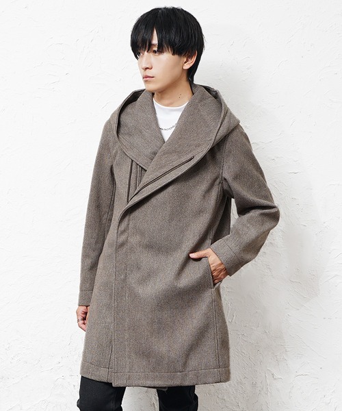 MinoriTY select】ヘリンボーンダブルジップボリュームネックフード