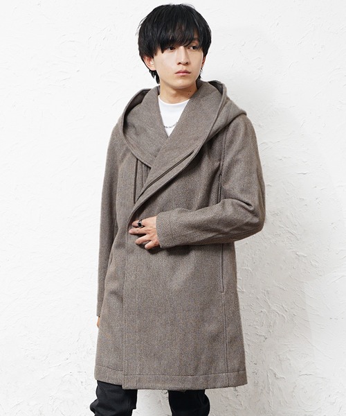 MinoriTY select】ヘリンボーンダブルジップボリュームネックフード