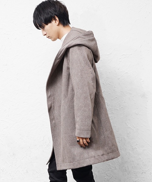 MinoriTY select】ヘリンボーンダブルジップボリュームネックフード