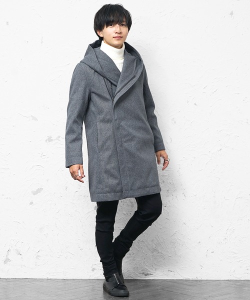 MinoriTY select】ヘリンボーンダブルジップボリュームネックフード