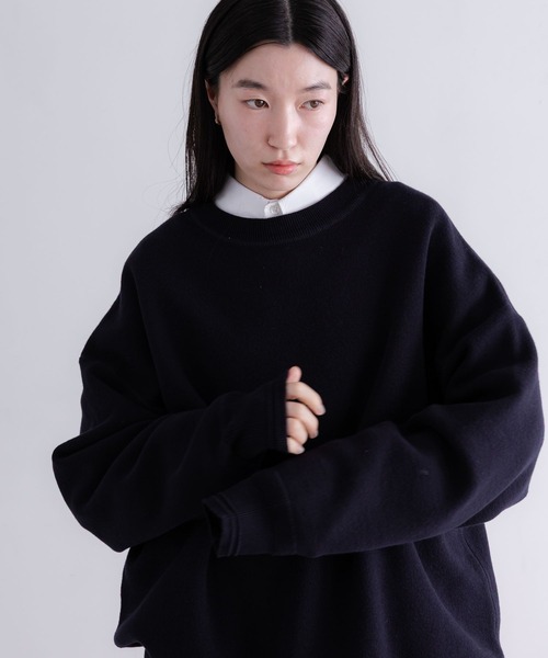 LOWRYS FARM（ローリーズファーム）の「【LFM(U)】スウェットライクニットクルー　 633430（ニット/セーター・メンズ・グレー/レッド/ネイビー/イエロー・FREE）」の3枚目の写真