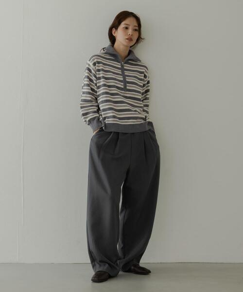 URBAN RESEARCH Sonny Label(アーバンリサーチサニーレーベル)の「モールヤーンマルチボーダーハーフジッププルオーバー(ニット/セーター・レディース・ネイビー/ブラウン/グレー・FREE)」の5枚目の写真