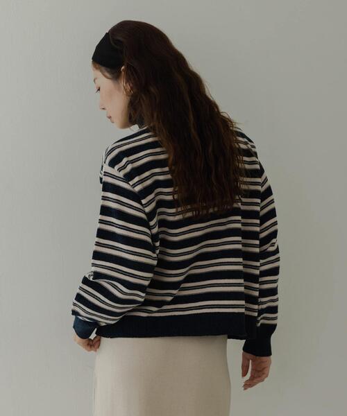 URBAN RESEARCH Sonny Label(アーバンリサーチサニーレーベル)の「モールヤーンマルチボーダーハーフジッププルオーバー(ニット/セーター・レディース・ネイビー/ブラウン/グレー・FREE)」の15枚目の写真