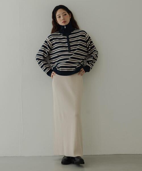 URBAN RESEARCH Sonny Label(アーバンリサーチサニーレーベル)の「モールヤーンマルチボーダーハーフジッププルオーバー(ニット/セーター・レディース・ネイビー/ブラウン/グレー・FREE)」の16枚目の写真