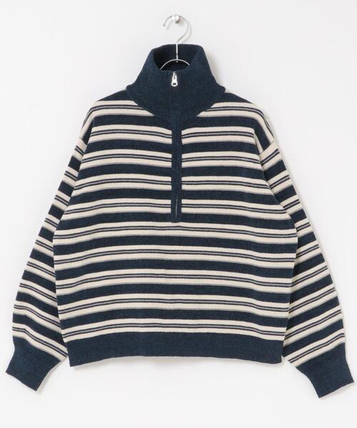 URBAN RESEARCH Sonny Label(アーバンリサーチサニーレーベル)の「モールヤーンマルチボーダーハーフジッププルオーバー(ニット/セーター・レディース・ネイビー/ブラウン/グレー・FREE)」の19枚目の写真