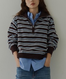 ハーフジップ」に該当するニット/セーター（ボーダー柄）ファッション