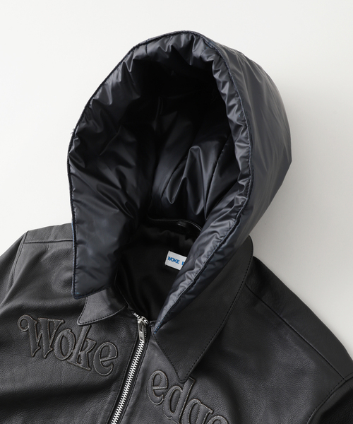 WOKE EDGE / ウォークエッジ Leather Tech Bomber Jacket