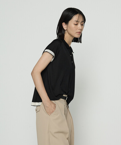COMME CA（コムサ）の「〔 TALLサイズ 〕 シルキー天竺ニット ポロニットプルオーバー（ニット/セーター・レディース・キナリ・15号）」の3枚目の写真