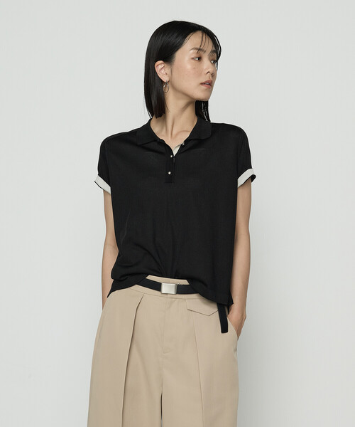 COMME CA（コムサ）の「〔 TALLサイズ 〕 シルキー天竺ニット ポロニットプルオーバー（ニット/セーター・レディース・キナリ・15号）」の4枚目の写真