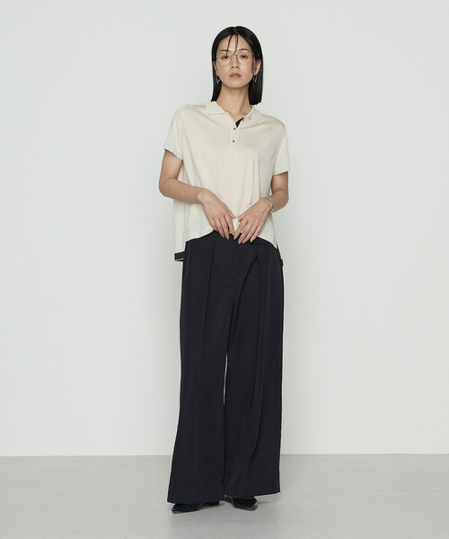 COMME CA（コムサ）の「〔 TALLサイズ 〕 シルキー天竺ニット ポロニットプルオーバー（ニット/セーター・レディース・キナリ・15号）」の5枚目の写真