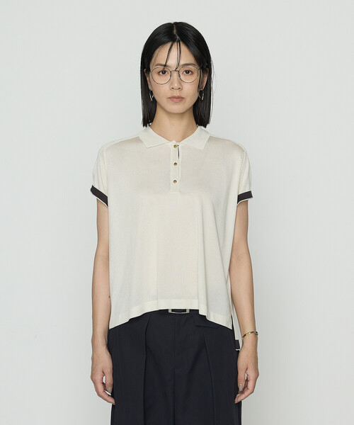 COMME CA（コムサ）の「〔 TALLサイズ 〕 シルキー天竺ニット ポロニットプルオーバー（ニット/セーター・レディース・キナリ・15号）」の8枚目の写真