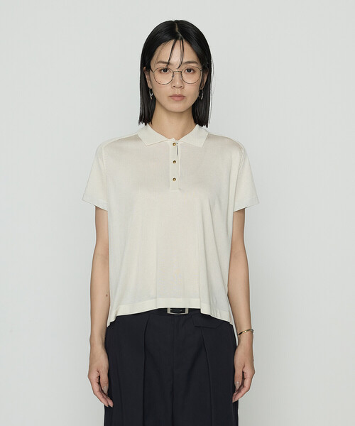 COMME CA（コムサ）の「〔 TALLサイズ 〕 シルキー天竺ニット ポロニットプルオーバー（ニット/セーター・レディース・キナリ・15号）」の9枚目の写真
