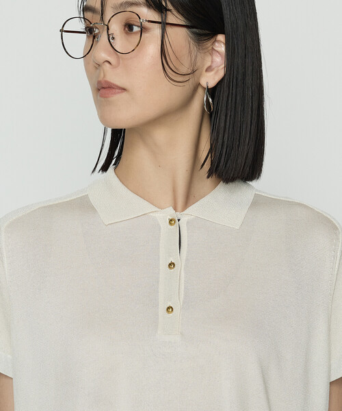 COMME CA（コムサ）の「〔 TALLサイズ 〕 シルキー天竺ニット ポロニットプルオーバー（ニット/セーター・レディース・キナリ・15号）」の12枚目の写真