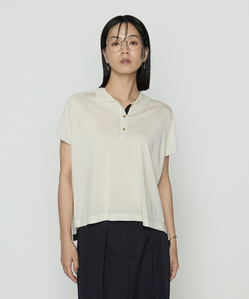 COMME CA（コムサ）の「〔 TALLサイズ 〕 シルキー天竺ニット ポロニットプルオーバー（ニット/セーター・レディース・キナリ・15号）」の6枚目の写真