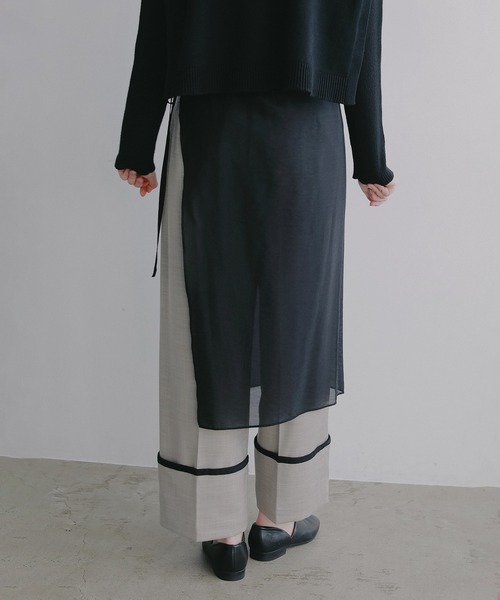 MANOF(マノフ)の「SKIRT LAYERED WIDE PANTS(その他パンツ・レディース・ブラック/イエロー・S/M)」の6枚目の写真