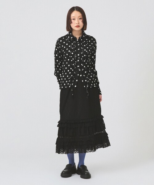 Ray BEAMS（レイビームス）の「カット レース ティアード ヘム スカート（スカート・レディース・オフホワイト/ブラック・ONE SIZE）」の7枚目の写真