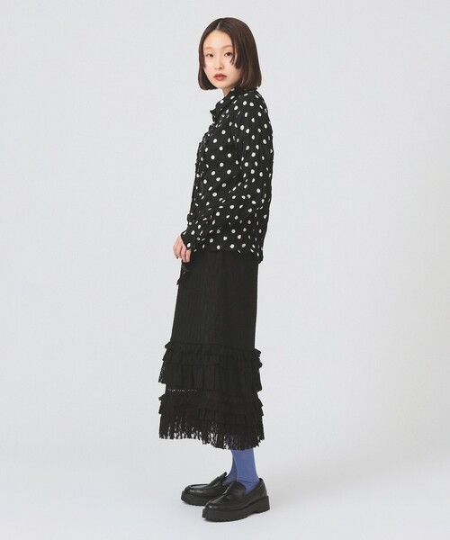 Ray BEAMS（レイビームス）の「カット レース ティアード ヘム スカート（スカート・レディース・オフホワイト/ブラック・ONE SIZE）」の8枚目の写真