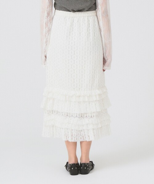 Ray BEAMS（レイビームス）の「カット レース ティアード ヘム スカート（スカート・レディース・オフホワイト/ブラック・ONE SIZE）」の13枚目の写真