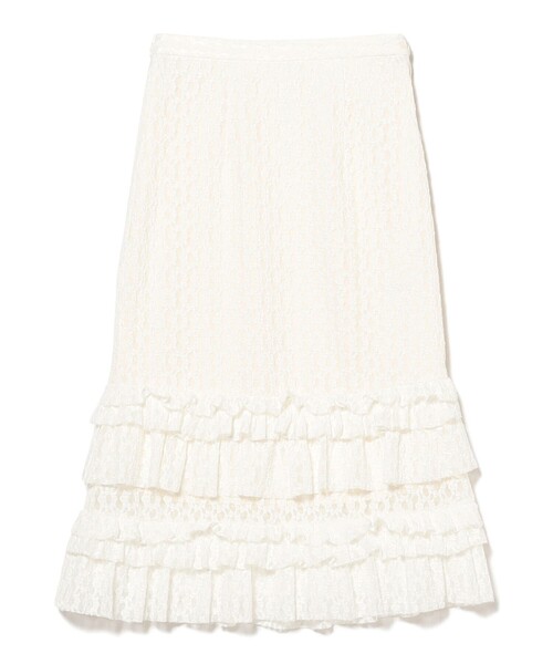 Ray BEAMS（レイビームス）の「カット レース ティアード ヘム スカート（スカート・レディース・オフホワイト/ブラック・ONE SIZE）」の17枚目の写真