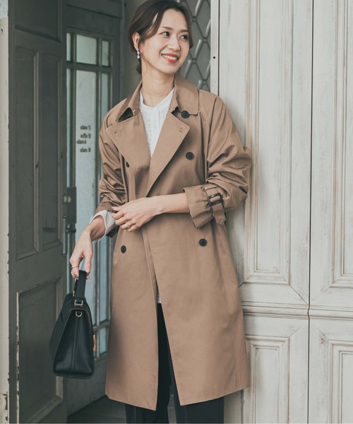 URBAN RESEARCH DOORS（アーバンリサーチドアーズ）の「撥水トレンチコート｜オフィスカジュアル/フォーマル/オケージョン/セレモニー/入卒式/機能性（トレンチコート・レディース・ベージュ/ネイビー・FREE）」の4枚目の写真