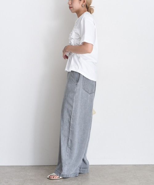 バイオ加工ラップタックワイドパンツ Eimee Law│Eimee Law & LHELBIE