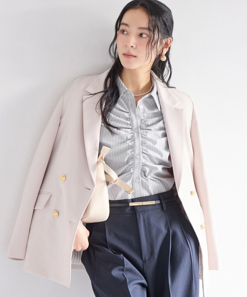 VIS（ビス）の「フロントギャザーシャツ（シャツ/ブラウス・レディース・ライトグレー/ピンク系その他2/オフホワイト/ブルー系その他4・FREE）」の19枚目の写真