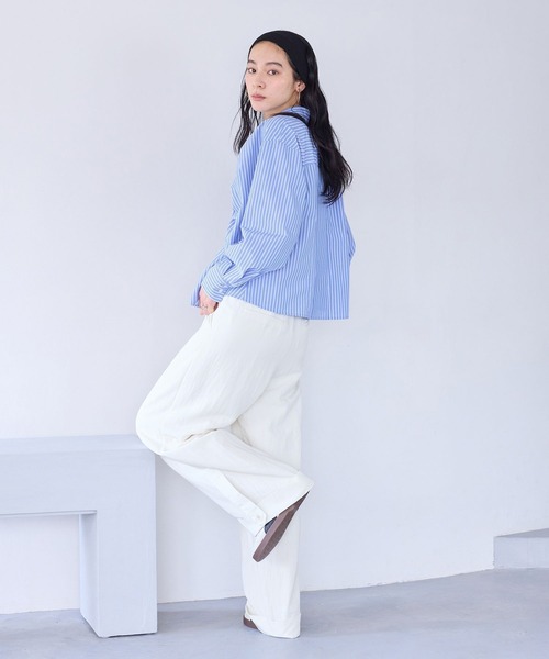 VIS（ビス）の「フロントギャザーシャツ（シャツ/ブラウス・レディース・ライトグレー/ピンク系その他2/オフホワイト/ブルー系その他4・FREE）」の14枚目の写真