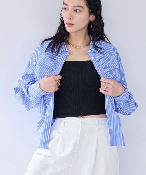 VIS（ビス）の「フロントギャザーシャツ（シャツ/ブラウス・レディース・ライトグレー/ピンク系その他2/オフホワイト/ブルー系その他4・FREE）」の10枚目の写真