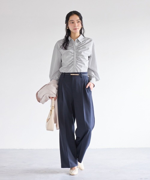 VIS（ビス）の「フロントギャザーシャツ（シャツ/ブラウス・レディース・ライトグレー/ピンク系その他2/オフホワイト/ブルー系その他4・FREE）」の17枚目の写真