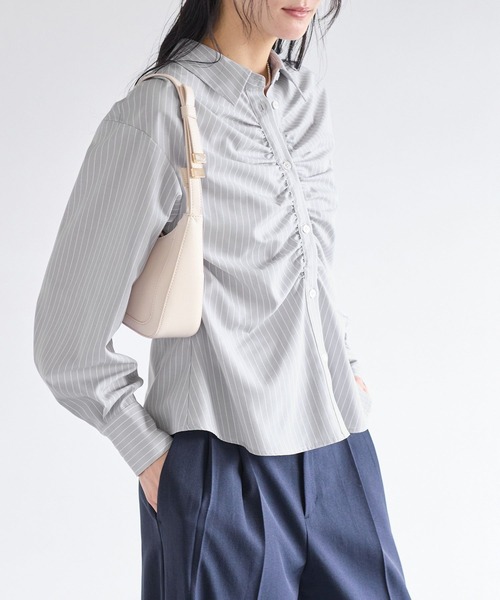 VIS（ビス）の「フロントギャザーシャツ（シャツ/ブラウス・レディース・ライトグレー/ピンク系その他2/オフホワイト/ブルー系その他4・FREE）」の15枚目の写真
