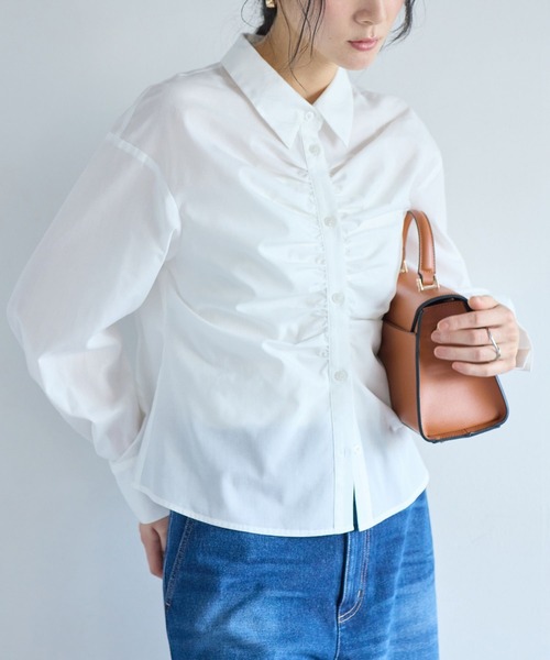 VIS（ビス）の「フロントギャザーシャツ（シャツ/ブラウス・レディース・ライトグレー/ピンク系その他2/オフホワイト/ブルー系その他4・FREE）」の20枚目の写真