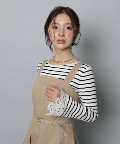 Apuweiser-riche（アプワイザーリッシェ）の「リボンショルダーデニムジャンスカ（ワンピース・レディース・ネイビー/キャメル・2/1/0）」の14枚目の写真