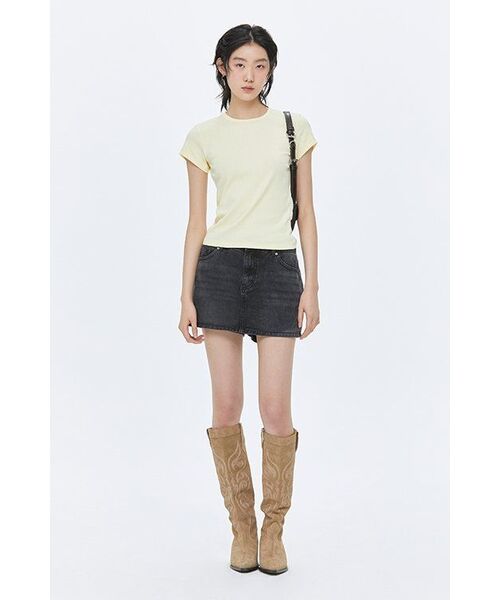MUSINSA STANDARD WOMAN（ムシンサスタンダードウーマン）の「ウィメンズ ローライズデニムミニスカート [ウォッシュドブラック]（スカート・レディース・その他・LARGE/MEDIUM/SMALL/X-SMALL）」の13枚目の写真