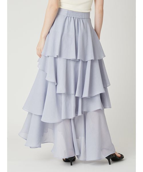 FRAY I.D(フレイアイディー)の「アシメフリルティアードスカート(スカート・レディース・ライトブルー/ホワイト/ドット・0/1)」の5枚目の写真