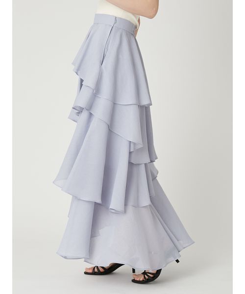 FRAY I.D(フレイアイディー)の「アシメフリルティアードスカート(スカート・レディース・ライトブルー/ホワイト/ドット・0/1)」の6枚目の写真