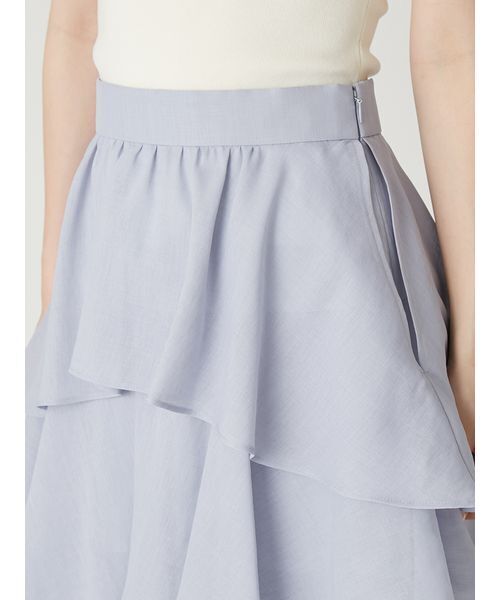 FRAY I.D(フレイアイディー)の「アシメフリルティアードスカート(スカート・レディース・ライトブルー/ホワイト/ドット・0/1)」の7枚目の写真