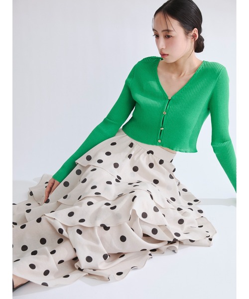 FRAY I.D(フレイアイディー)の「アシメフリルティアードスカート(スカート・レディース・ライトブルー/ホワイト/ドット・0/1)」の1枚目の写真