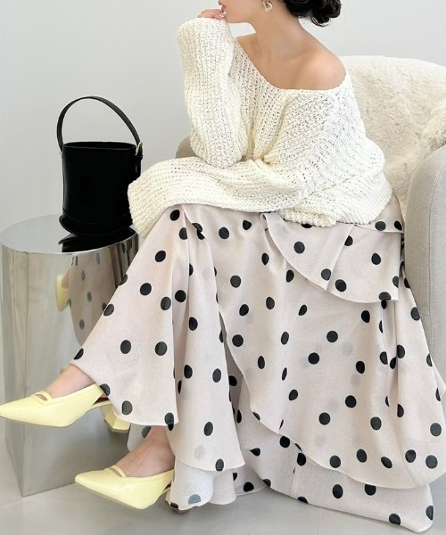 FRAY I.D(フレイアイディー)の「アシメフリルティアードスカート(スカート・レディース・ライトブルー/ホワイト/ドット・0/1)」の20枚目の写真