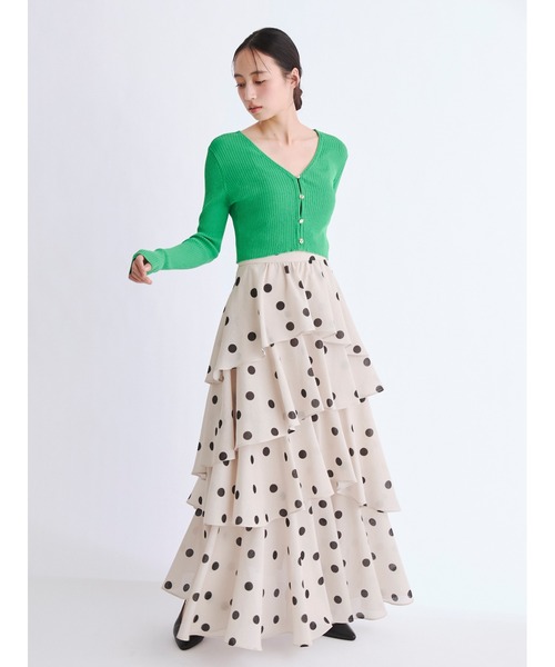 FRAY I.D(フレイアイディー)の「アシメフリルティアードスカート(スカート・レディース・ライトブルー/ホワイト/ドット・0/1)」の19枚目の写真