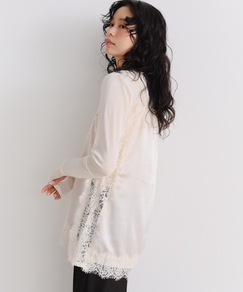 Shelly island(シェリーアイランド)の「サテン裾レースインナーキャミソール(キャミソール・レディース・ホワイト/ブラック・FREE)」の7枚目の写真