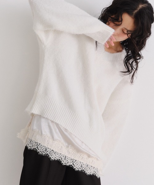 Shelly island(シェリーアイランド)の「サテン裾レースインナーキャミソール(キャミソール・レディース・ホワイト/ブラック・FREE)」の12枚目の写真