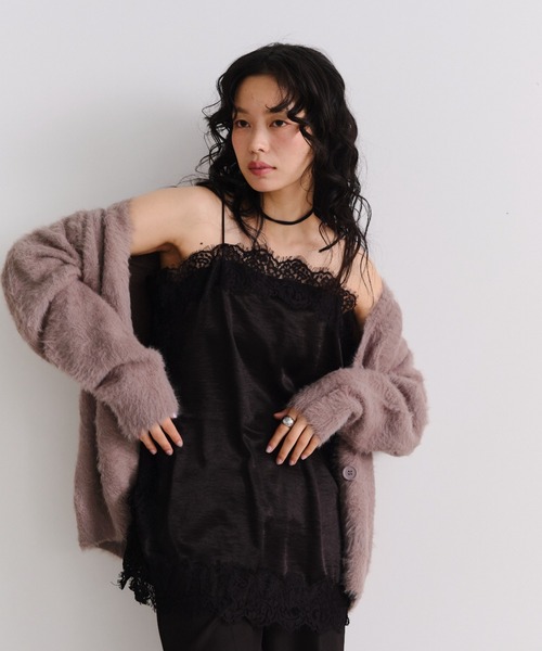 Shelly island(シェリーアイランド)の「サテン裾レースインナーキャミソール(キャミソール・レディース・ホワイト/ブラック・FREE)」の19枚目の写真