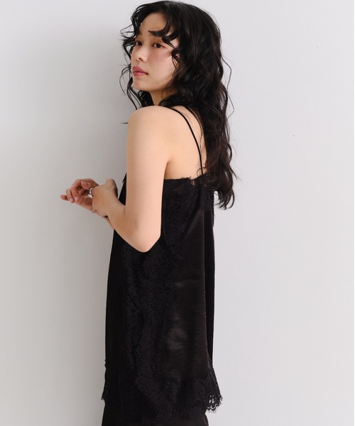 Shelly island(シェリーアイランド)の「サテン裾レースインナーキャミソール(キャミソール・レディース・ホワイト/ブラック・FREE)」の17枚目の写真