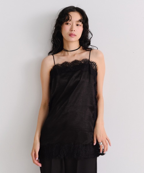 Shelly island(シェリーアイランド)の「サテン裾レースインナーキャミソール(キャミソール・レディース・ホワイト/ブラック・FREE)」の18枚目の写真