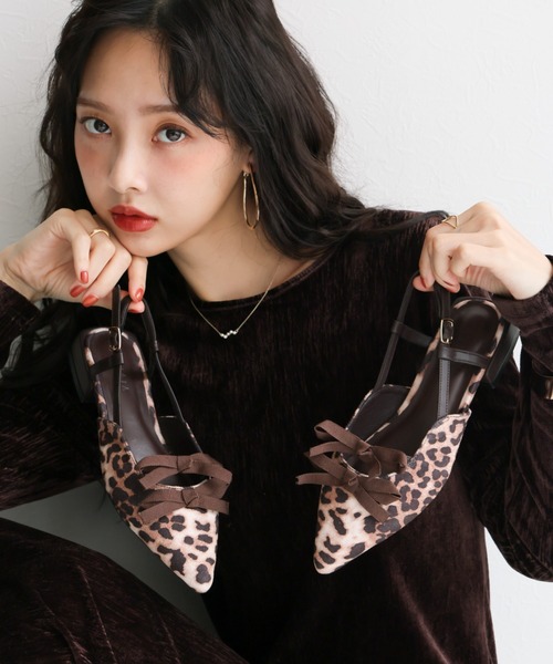 VIVIAN(ヴィヴィアン)の「ダブルリボンスリングバックパンプス(パンプス・レディース・ブラック/アイボリー/クリアブラック/レオパード・M/S/LL/L)」の18枚目の写真