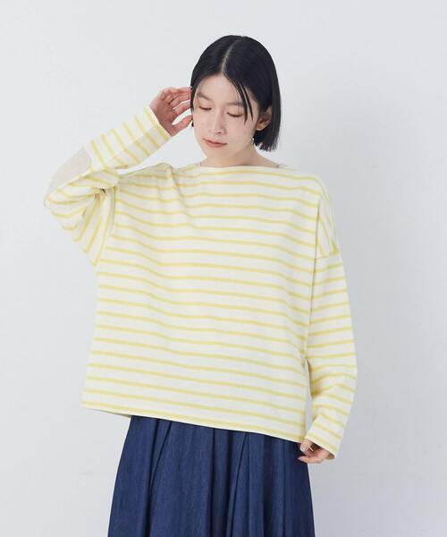 conges payes ADIEU TRISTESSE（コンジェ ペイエ アデュートリステス）の「エルボーパッチボーダーバスクシャツ（Tシャツ/カットソー・レディース・イエロー系その他/ブラック系その他・FREE）」の6枚目の写真
