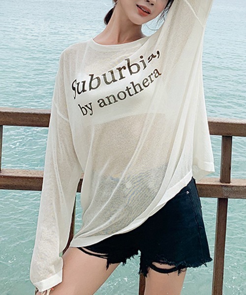 REMUR(レミュール)の「シアーロゴプリントロンT(Tシャツ/カットソー・レディース・アイボリー/ブラック・FREE)」の21枚目の写真