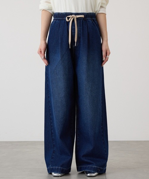 AMERICAN HOLIC（アメリカンホリック）の「イージーデニムワイドパンツ（デニムパンツ・レディース・ライトインディゴブルー/インディゴブルー・L/M）」の9枚目の写真