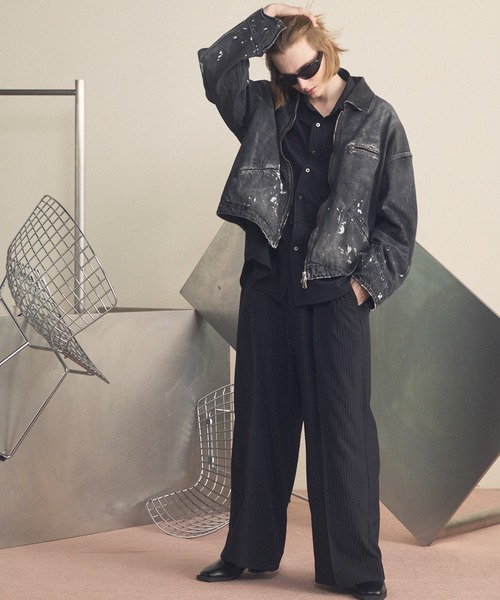 MAISON SPECIAL（メゾンスペシャル）の「《UNISEX》【Vintage Style Denim Fabric】Prime-Over ZIP Denim Jacket/【ヴィンテージスタイルデニム】プライムオーバージップジャケット【MAISON SPECIAL/メゾンスペシャル】■セットアップ対応■（デニムジャケット・メンズ・ブラック/ホワイト/ブルー・2/1/0）」の4枚目の写真