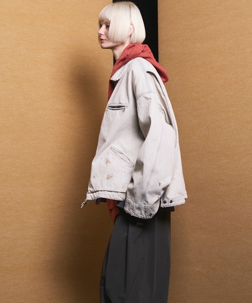 MAISON SPECIAL（メゾンスペシャル）の「《UNISEX》【Vintage Style Denim Fabric】Prime-Over ZIP Denim Jacket/【ヴィンテージスタイルデニム】プライムオーバージップジャケット【MAISON SPECIAL/メゾンスペシャル】■セットアップ対応■（デニムジャケット・メンズ・ブラック/ホワイト/ブルー・2/1/0）」の14枚目の写真